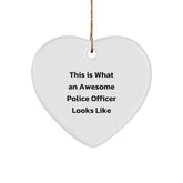 Police Officer Gifts, This Is What An Awesome Police Officer Looks Like, Heart Ornament, Christmas Unique Gifts from Friends and Family - Image 1